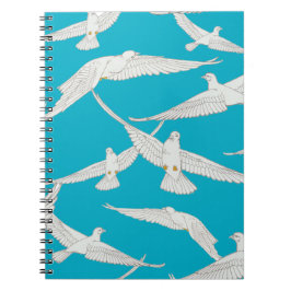 Caderno Espiral Pássaro branco, padrão de pomba