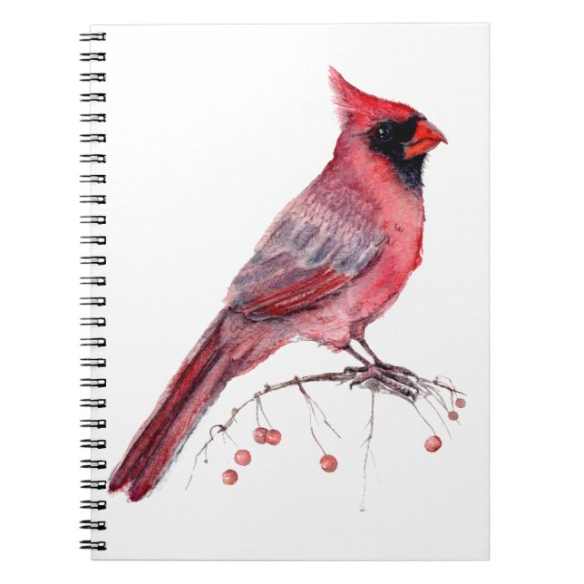 Caderno Espiral Pássaro Cardinal Vermelho (Frente)