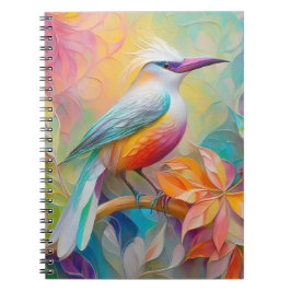 Caderno Espiral Pássaro da fantasia vermelho-rosa-bico