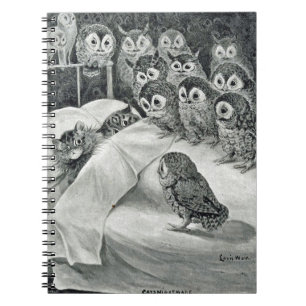 Caderno Espiral Pássaro de Coruja Nightmare do Gato Louis Wain