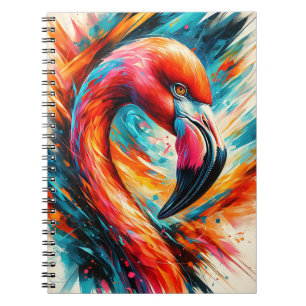 Caderno Espiral Pássaro de Fogo Flamejante – Arte Abstrata Ousada 