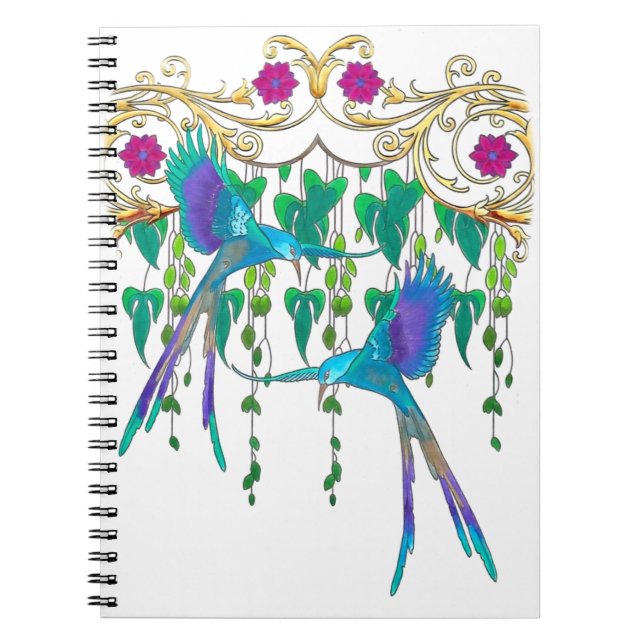 Caderno Espiral Pássaro de quetzal azul (Frente)
