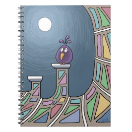 Caderno Espiral Pássaro de Tiki Roxo com notebook de cheio