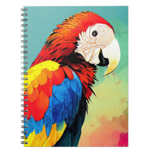 Caderno Espiral Pássaro-do-papagaio Natureza Selvagem Pintura de C