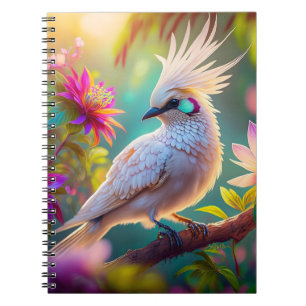 Caderno Espiral Pássaro Fantasia Juvenil Crested Blush Feather Dov