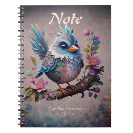 Caderno Espiral Pássaro fantasma majestoso sentado em um galho