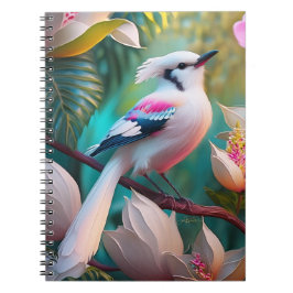 Caderno Espiral Pássaro Fantástico Branca Pincado