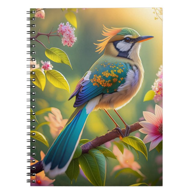 Caderno Espiral Pássaro Fantástico de Ala Verde (Frente)