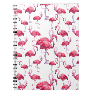 Caderno Espiral Pássaro Flamingo Watercolor Exótico