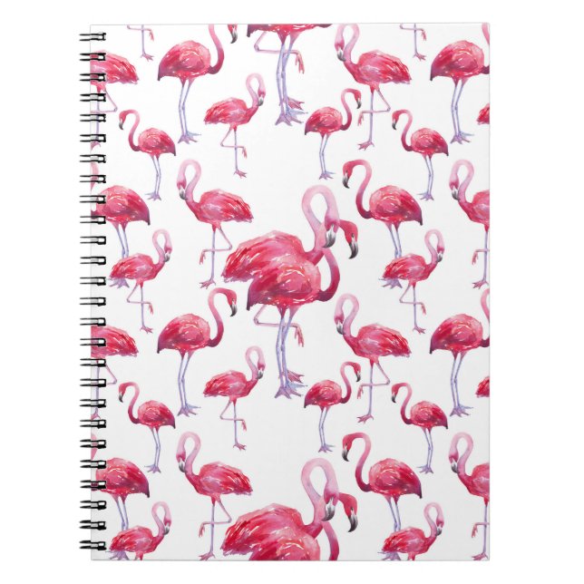 Caderno Espiral Pássaro Flamingo Watercolor Exótico (Frente)