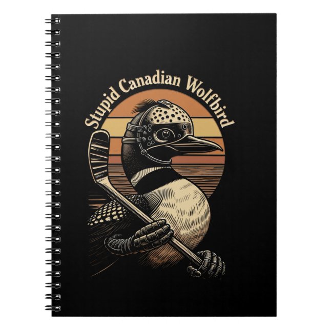 Caderno Espiral Passaro Lobo Canadense Estúpido (Frente)