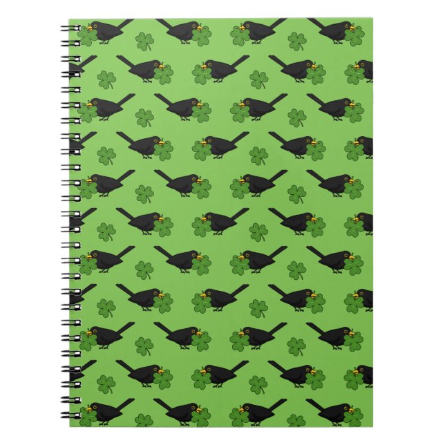 Caderno Espiral Pássaro Negro Bonito com Cartoon de Vestuário do S (Frente)