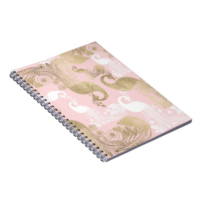 Caderno Espiral Pássaro pacifista real, branco-rosado, cor-de-rosa (Lado Direito)