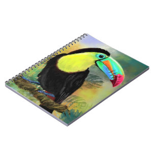 Caderno Espiral Pássaro Toco Tropical Exótico - Pintura Migrada