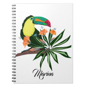 Caderno Espiral Pássaro tropical atlântico exótico colorido do Hav