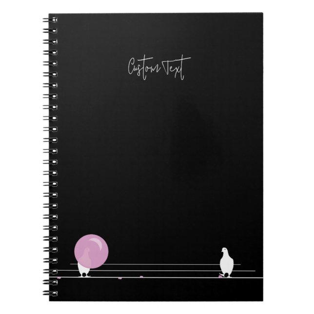 Caderno Espiral Pássaros bonitos e engraçados em preto-fio (Frente)