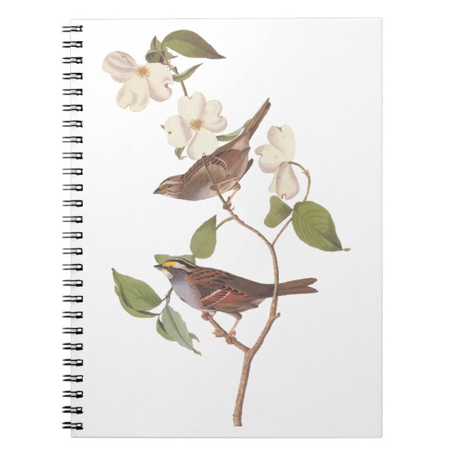 Caderno Espiral Pássaros de Áudio com Mineração Brancos com Flores (Frente)