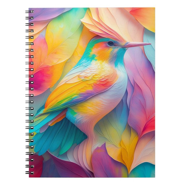 Caderno Espiral Pássaros de Seda de Fantasia (Frente)
