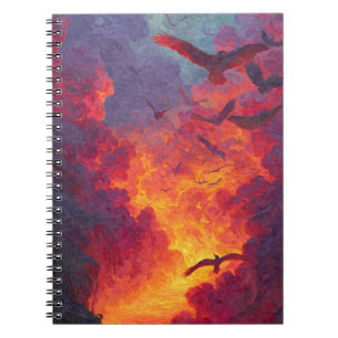Caderno Espiral Pássaros em chamas Arte de Céu Solto