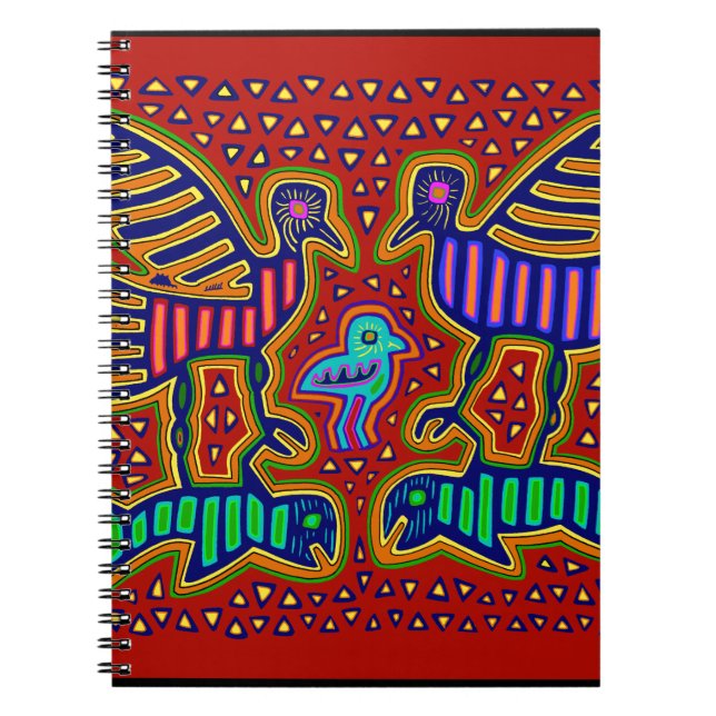 Caderno Espiral Pássaros Kuna Indian com Peixe (Frente)