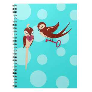 Caderno Espiral Pássaros no Amor Chave do Meu Coração