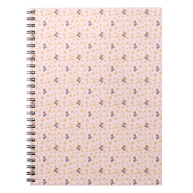 Caderno Espiral Pássaros padrão floral (Frente)