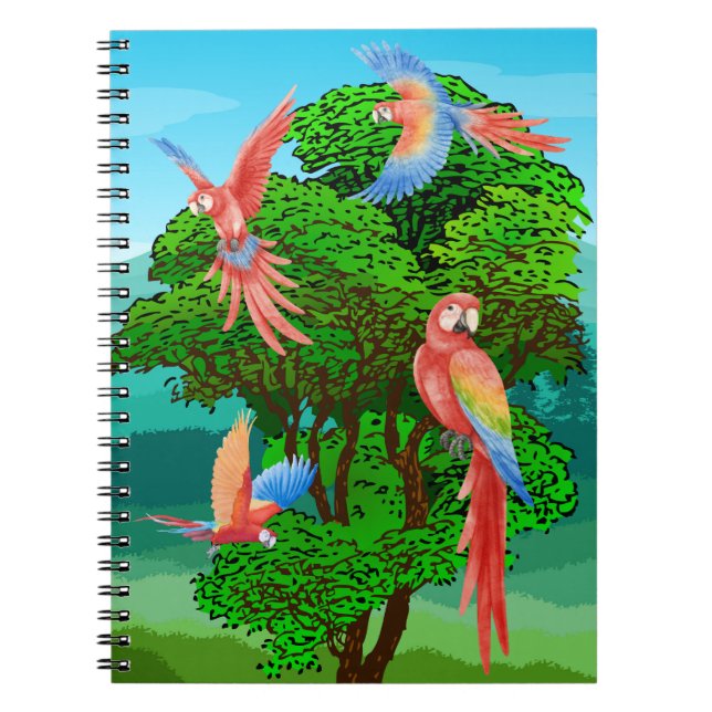 Caderno Espiral pássaros, papagaios (Frente)