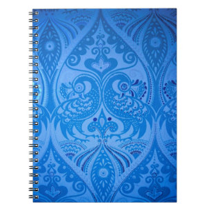 Caderno Espiral Pássaros Pavões Orientais Azuis