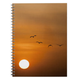 Caderno Espiral Pássaros voando no pôr do sol