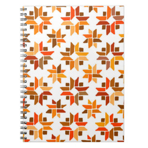 Caderno Espiral Pasta de anéis de colcha laranja e castanho