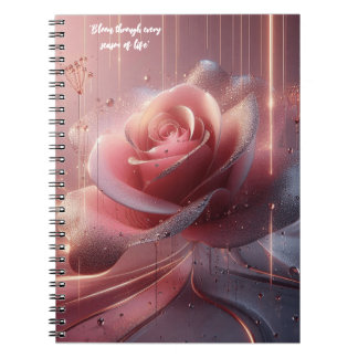 Caderno Espiral Pasta de flores rosa
