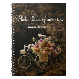 Caderno Espiral Pasta de padrões vintage com imagem de bicicleta d