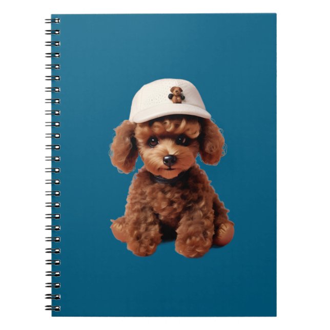 Caderno Espiral Pasta de Poodle Xícara de Chá Branco (Frente)