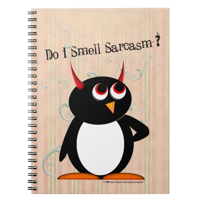 Caderno Espiral Pasta engraçada má de Penguin™, de volta à escola (Frente)