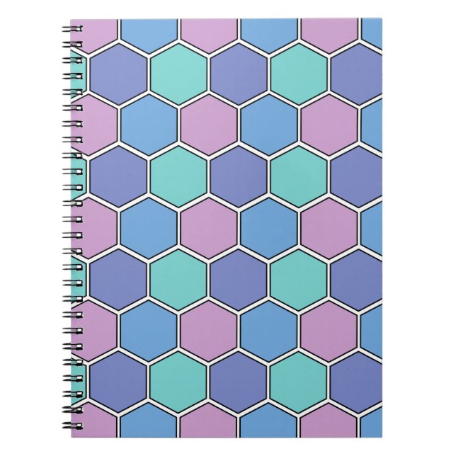 Caderno Espiral Pastéis de padrões Honeycomb (Frente)