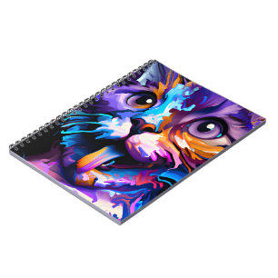 CADERNO ESPIRAL PASTEL ABSTRATO FUNNY CAT