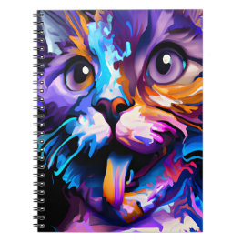 CADERNO ESPIRAL PASTEL ABSTRATO FUNNY CAT