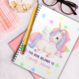 Caderno Espiral Pastel arco-íris — dístico de nome unicórnio