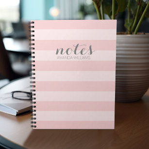 Caderno Espiral Pastel Blush Pink e Notas de Cinza para Mulheres