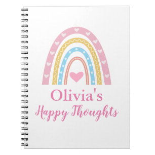 Caderno Espiral Pastel Boho Rainbow - Rapariga Personalizada
