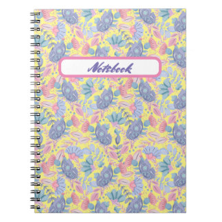 Caderno Espiral Pastel Colorido Aves e Flores