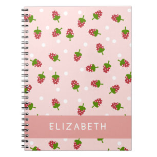 Caderno Espiral Pastel Estético Rosa De Morango Kawaii Menina E B