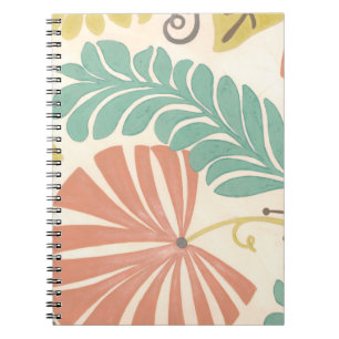 Caderno Espiral Pastel Floral Vines e Folhas em Fundo de Creme