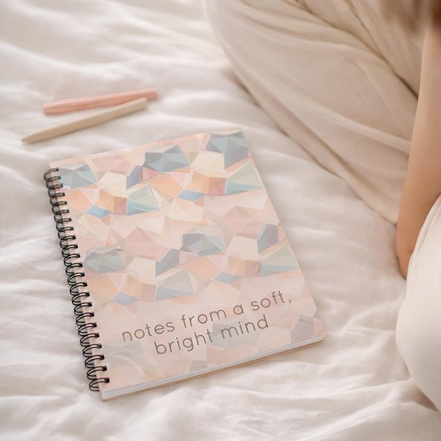 Caderno Espiral Pastel Geometric Pop | Soft Spectrum Custom (Lifestyle Shot)