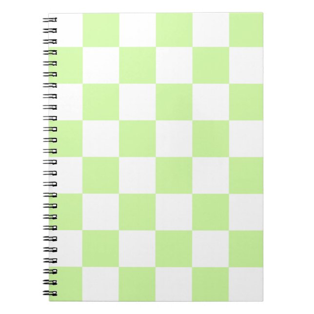 Caderno Espiral Pastel Green Checkered Gingham Patterno (Frente)