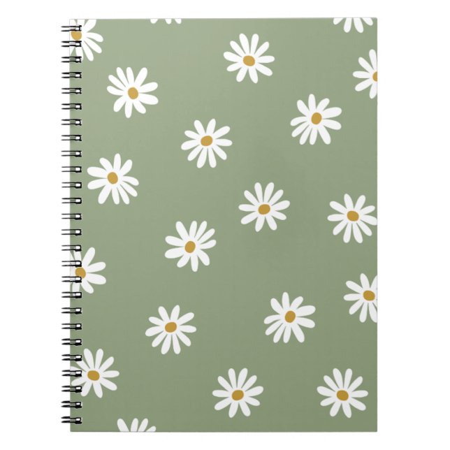 Caderno Espiral Pastel Green Daisy Flower (Frente)