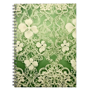 CADERNO ESPIRAL PASTEL GREEN INTRICATE LACE OLHE PADRÃO IRLANDÊS