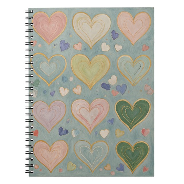 Caderno Espiral Pastel Heart Tapeçaria (Frente)