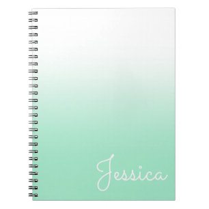 Caderno Espiral Pastel Mint e Branco Ombre