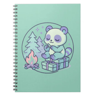 Caderno Espiral Pastel Panda de 6,5" x 8,75" em forma de Grátis po